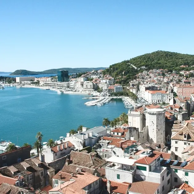 Split's old town and harbor from above